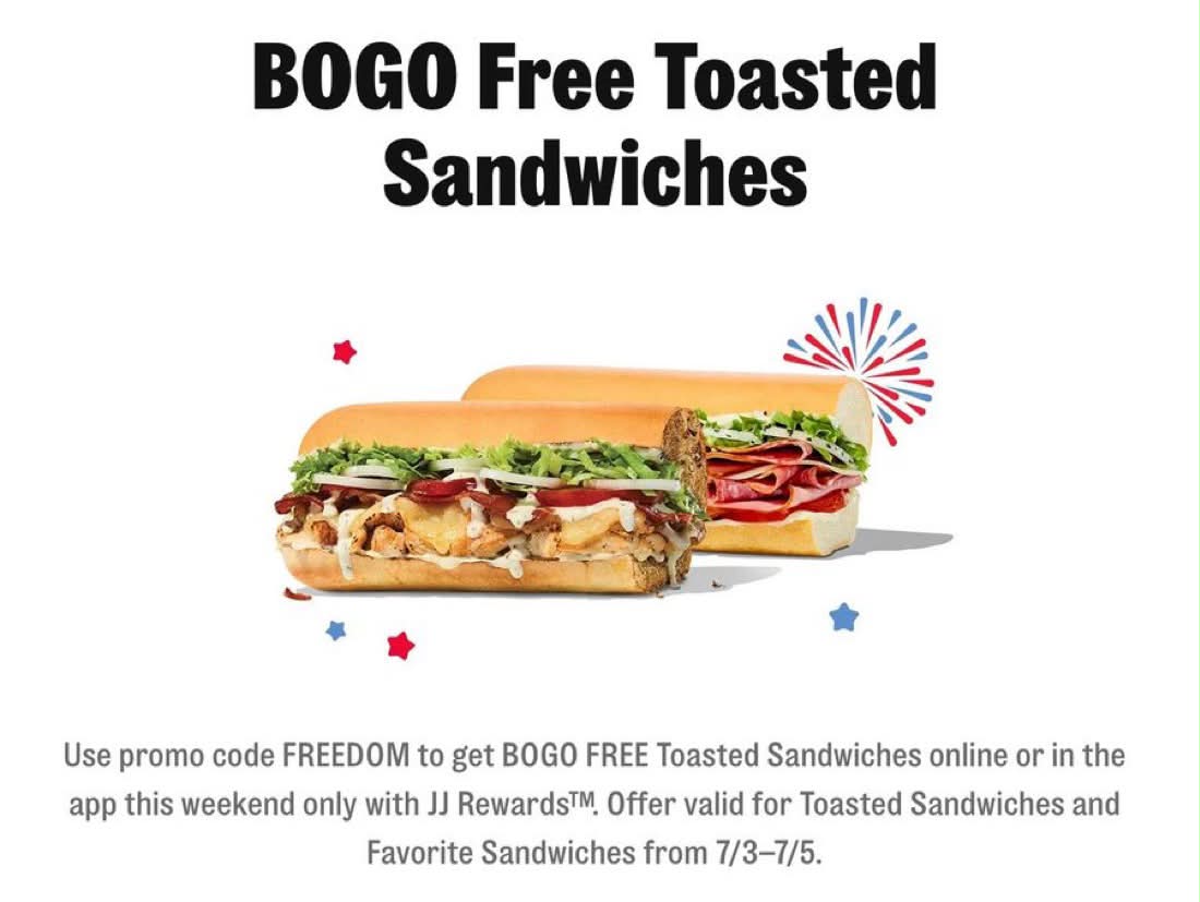 GET READY! 🆓 JIMMY JOHN'S SANDWICH ON 3/4 (no purchase required)