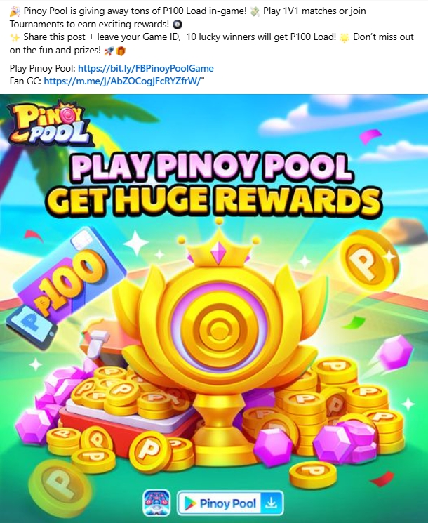Pinoy Pool - Congratulations on getting P100 Load in the...