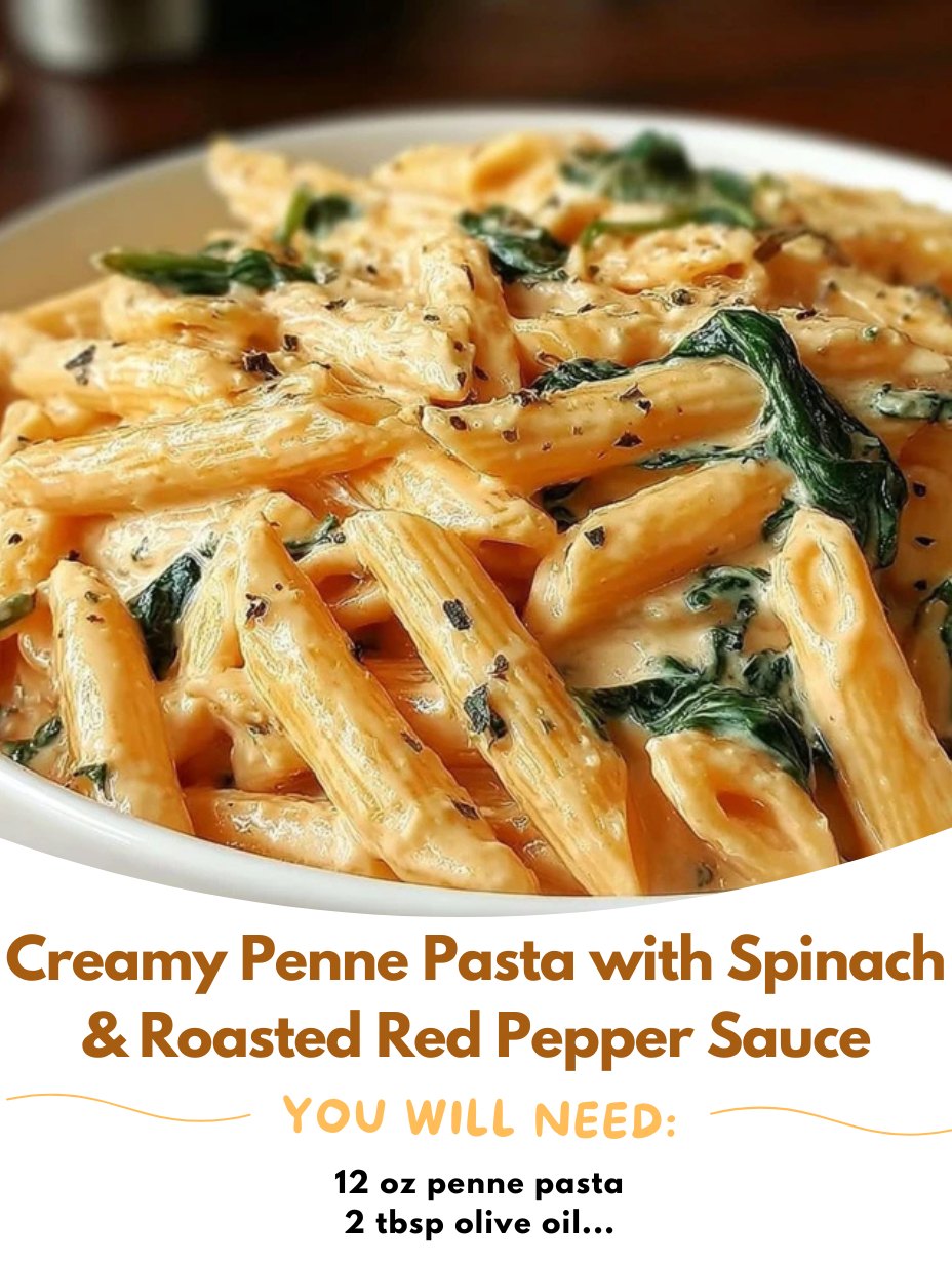 Emma - 🍝 Creamy Penne Pasta with Spinach & Roasted Red Pepper Sauce 🧀 ...