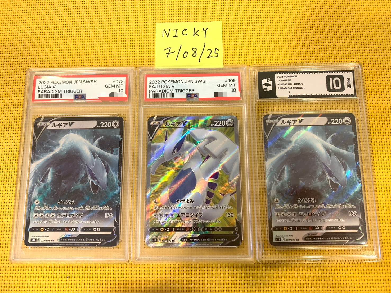 WTS lugia slab. Selling all as set of 3 Lugia V 079/098 PSA10 