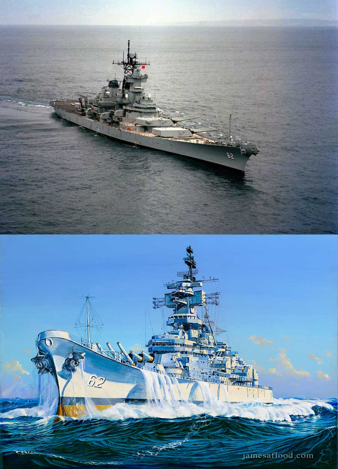 Battleship New Jersey (BB-62) in Camden, New Jersey this morning
