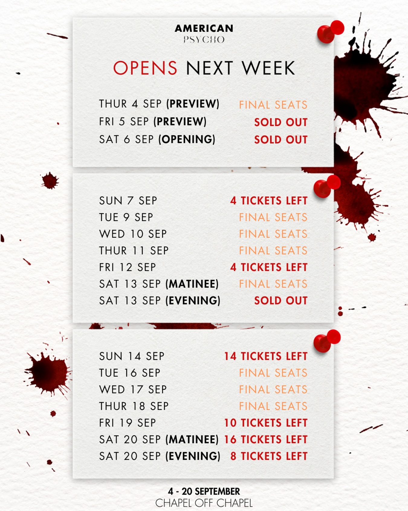 🚨 THIS IS IT... - American Psycho - A Musical Thriller | Facebook