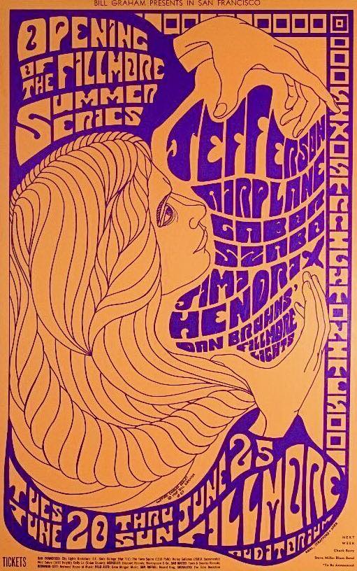 Jimi Hendrix on 1967 Fillmore poster