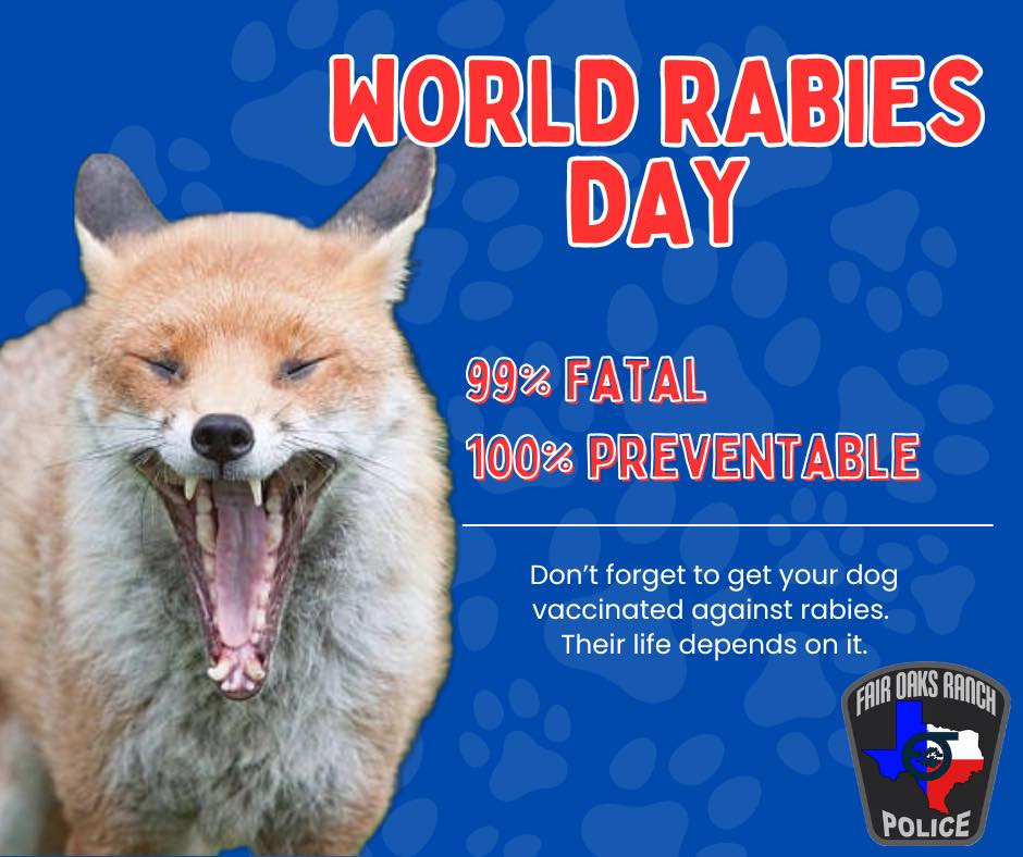 Fair - 🚨🐾 World Rabies Day – September 28 🐾🚨 Today, the Fair Oaks Ranch ...