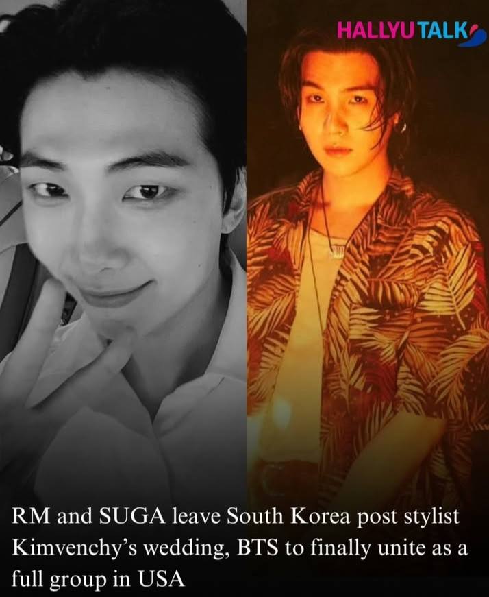 BTS members RM and Suga leave for Los Angeles