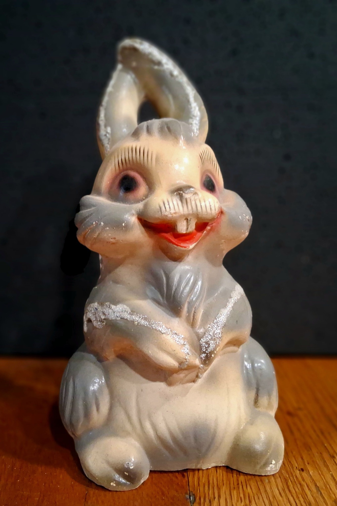 Vintage chalkware bunny from 1930s or 1940s found in Irving, Texas