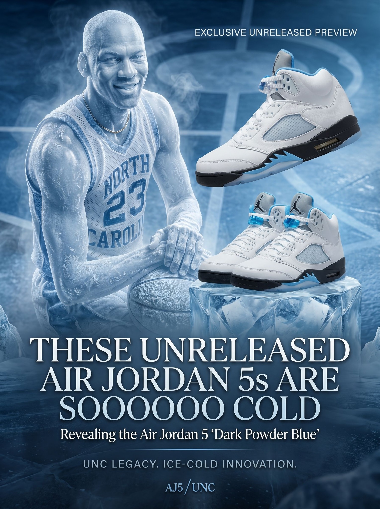 A detailed look at an unreleased “Dark Powder Blue” Air Jordan 5