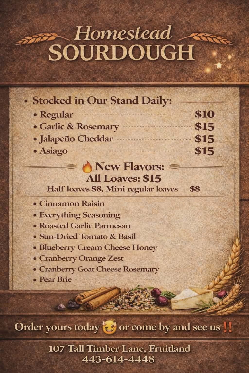 Homestead Sourdough bread available for pickup in Fruitland, MD