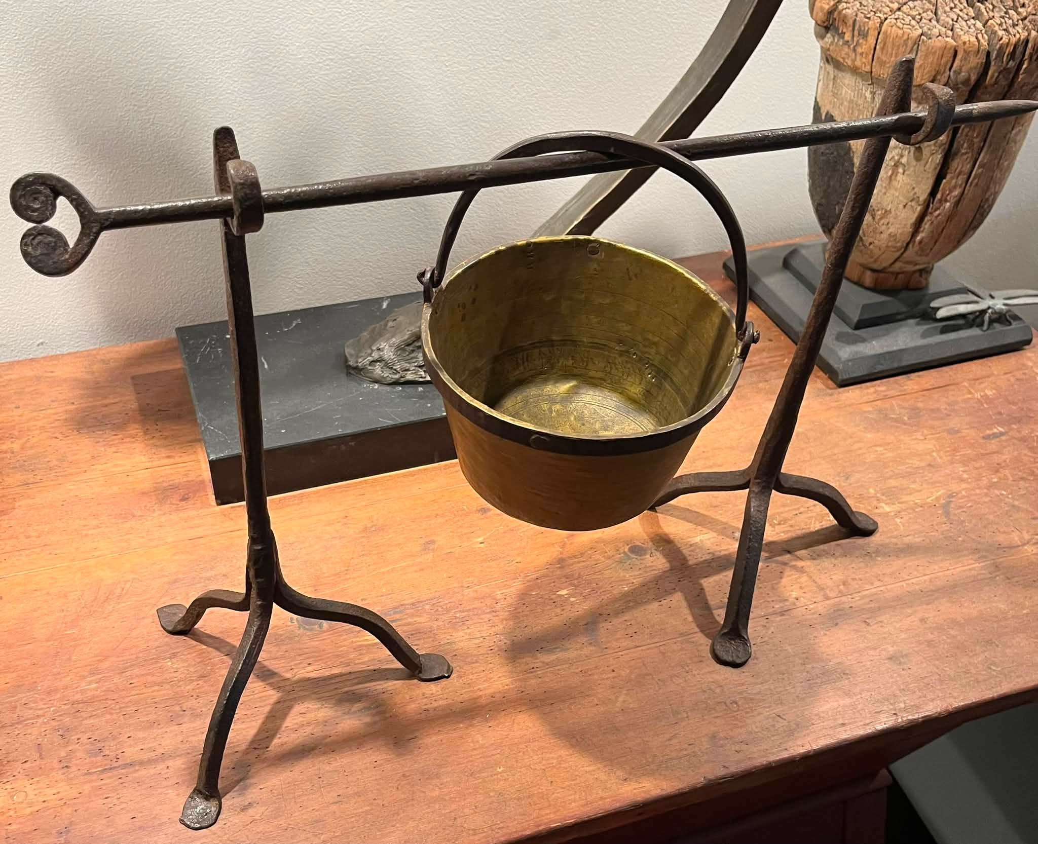 18th century wrought iron fireplace skewer stands for sale