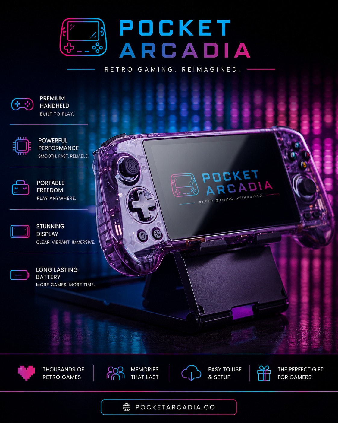 RG557 handheld gaming device with premium display and massive