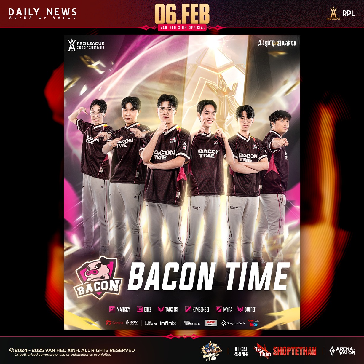 Van - Line up chính thức của đội tuyển BACON TIME tại mùa giải mới: 🐽 ...