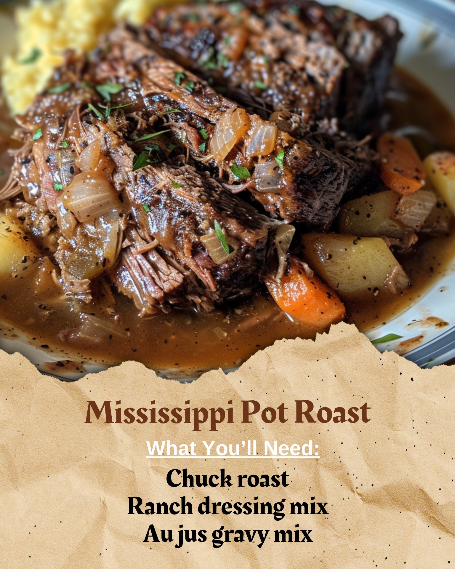 roast ranch dressing mix brown gravy Mississippi pot recipe with and burnt orange convertible dress