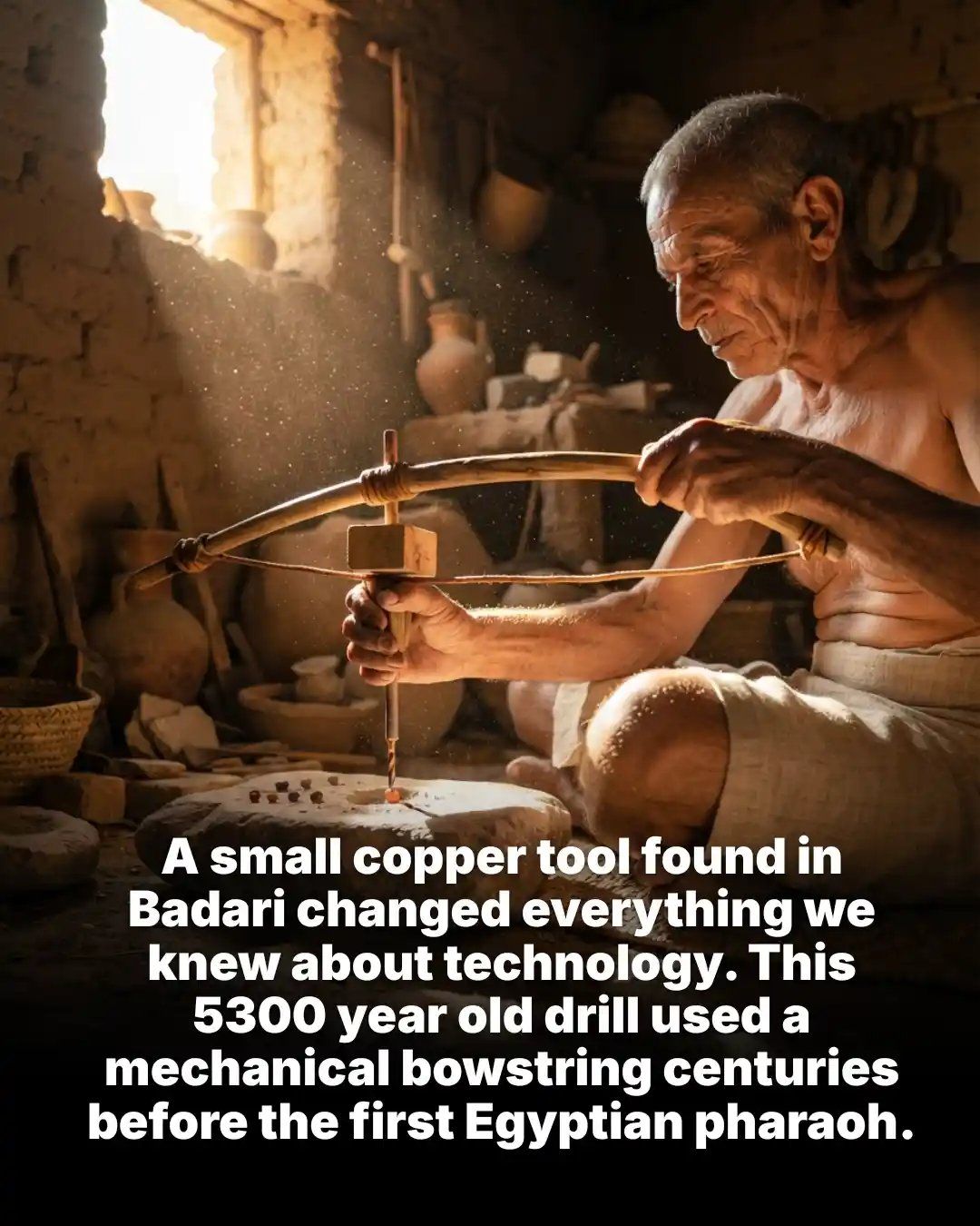 5,300-year-old mechanical bowstring drill found in Badari, Egypt
