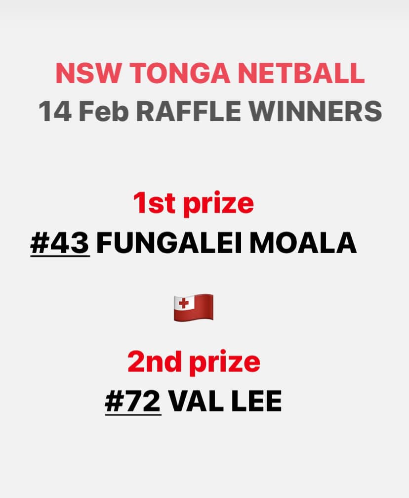 📣OUR LIVE RAFFLE RESULTS are in!... - NSW Tonga Netball | Facebook