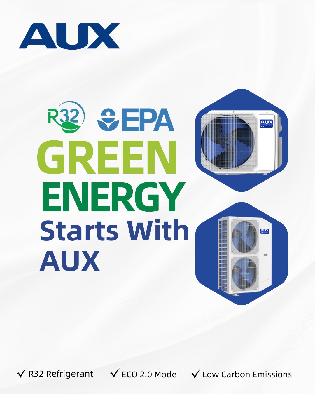 AUX AIR USA - AUX HVAC systems use R32 refrigerant and ECO... | Facebook