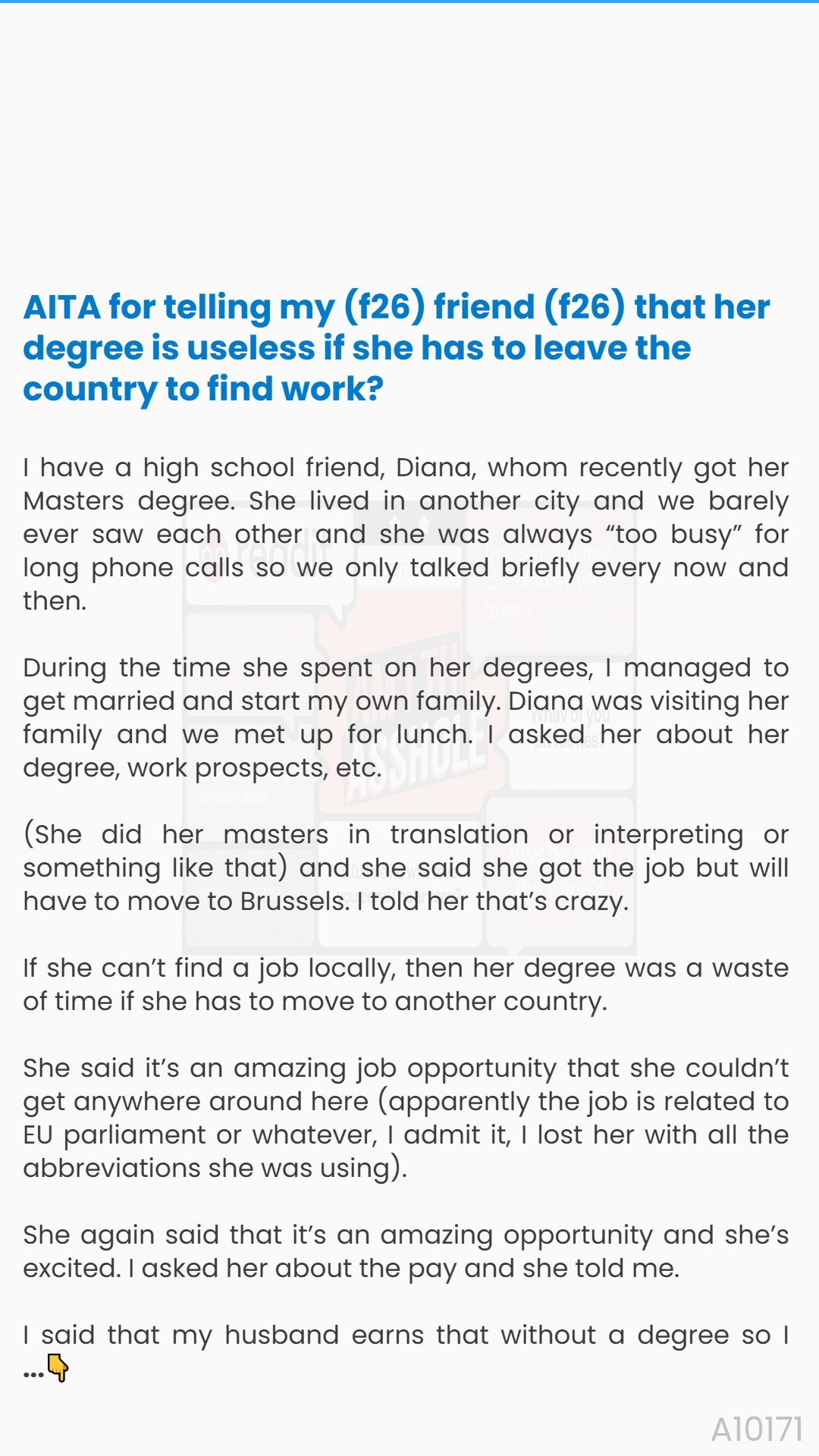 AITA - AITA 😝 for telling 🎢 my (f26) friend (f26) that her degree is ...