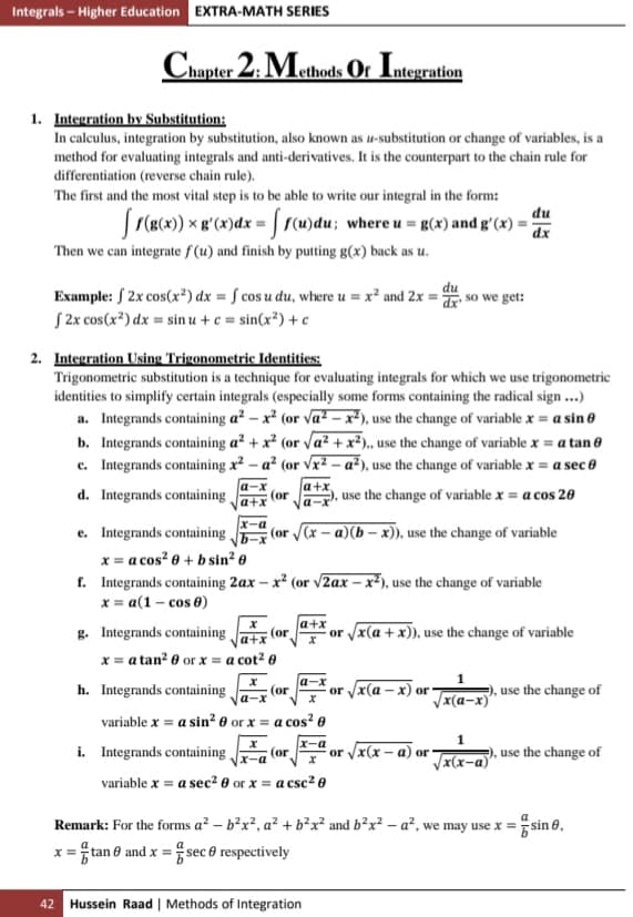Extra-math - Ch2 - Methods of Integration - Course... | Facebook