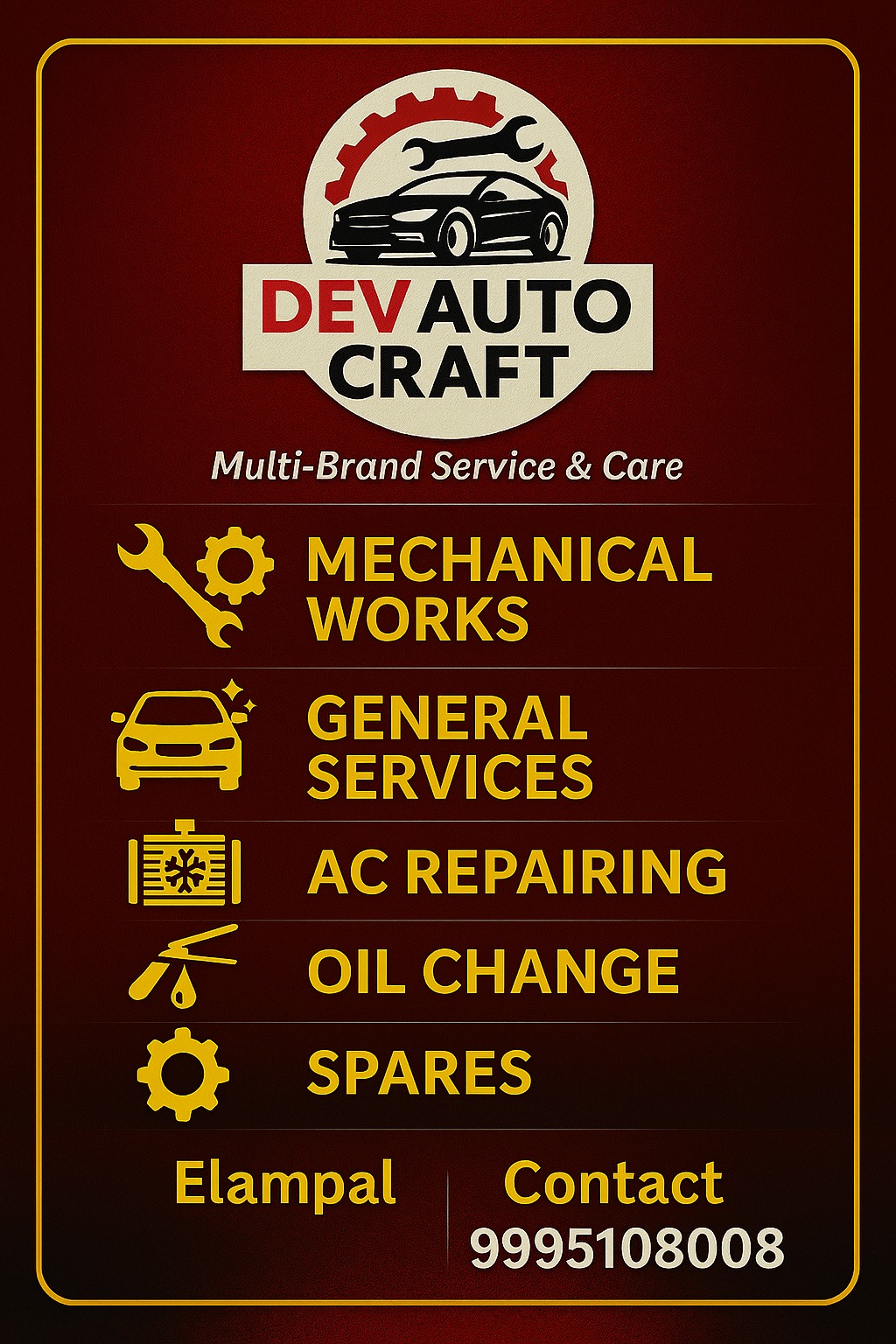 🚗 Your trusted car care service... - DEV AUTO CRAFT Elampal | Facebook