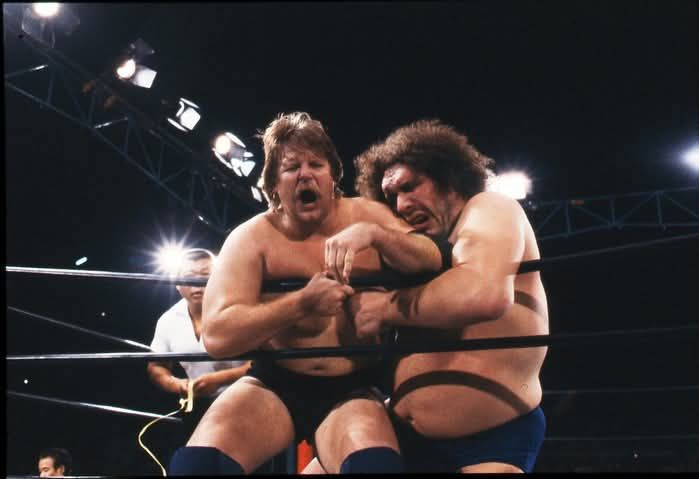 Amazing shot of Andre The Giant & Stan Hansen!