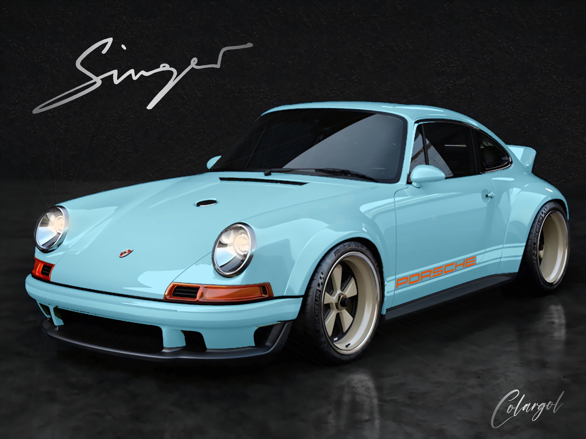 Porsche 964 Singer DLS in AI art