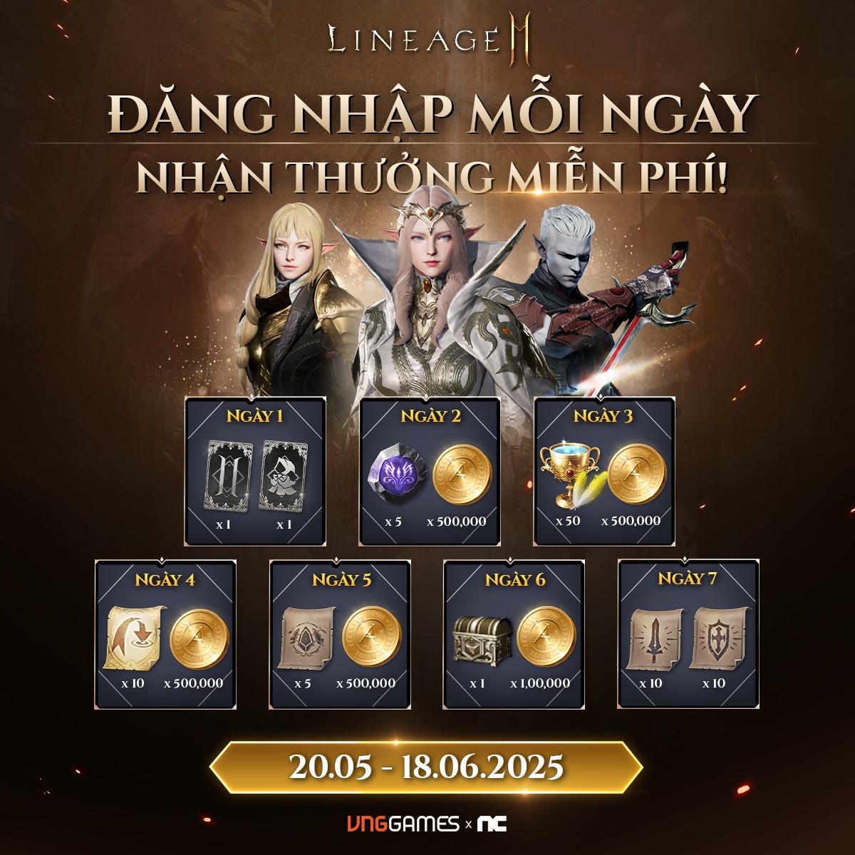 Lineage2M - 📅 ĐĂNG NHẬP MỖI NGÀY – NHẬN QUÀ MIỄN PHÍ! Người Kế Thừa chỉ ...