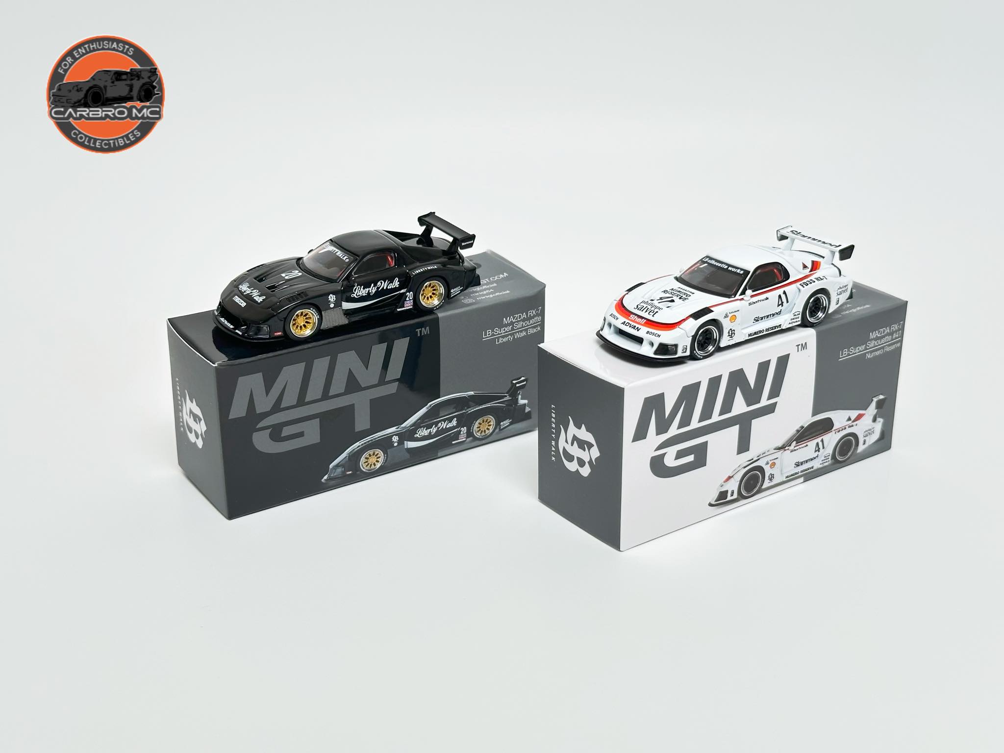 Voiture Miniature 1:64 Mazda RX-7 Liberty Walk Super Silhouette - Noire, Mini GT Modèle MGT00785
