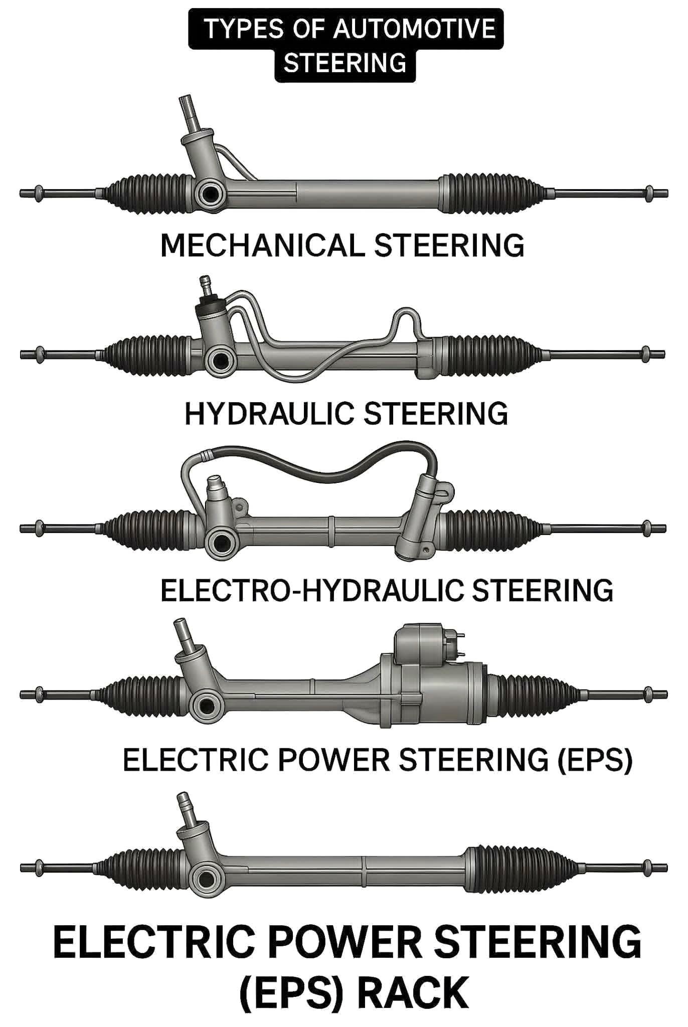Automotive mechanics | 🚗🔧 Types of Automotive Steering | Facebook
