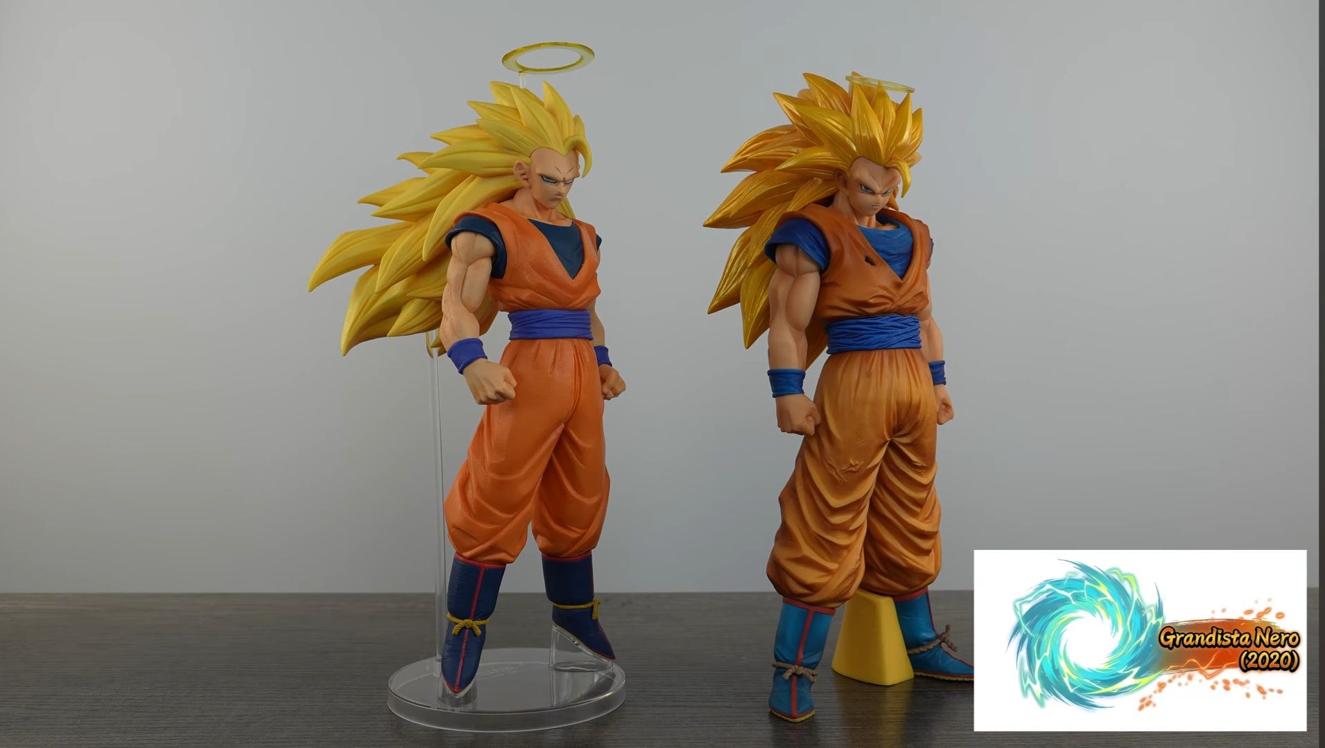 Comparison of Grandista Nero and Masterlise SS3 Goku PVC figurines