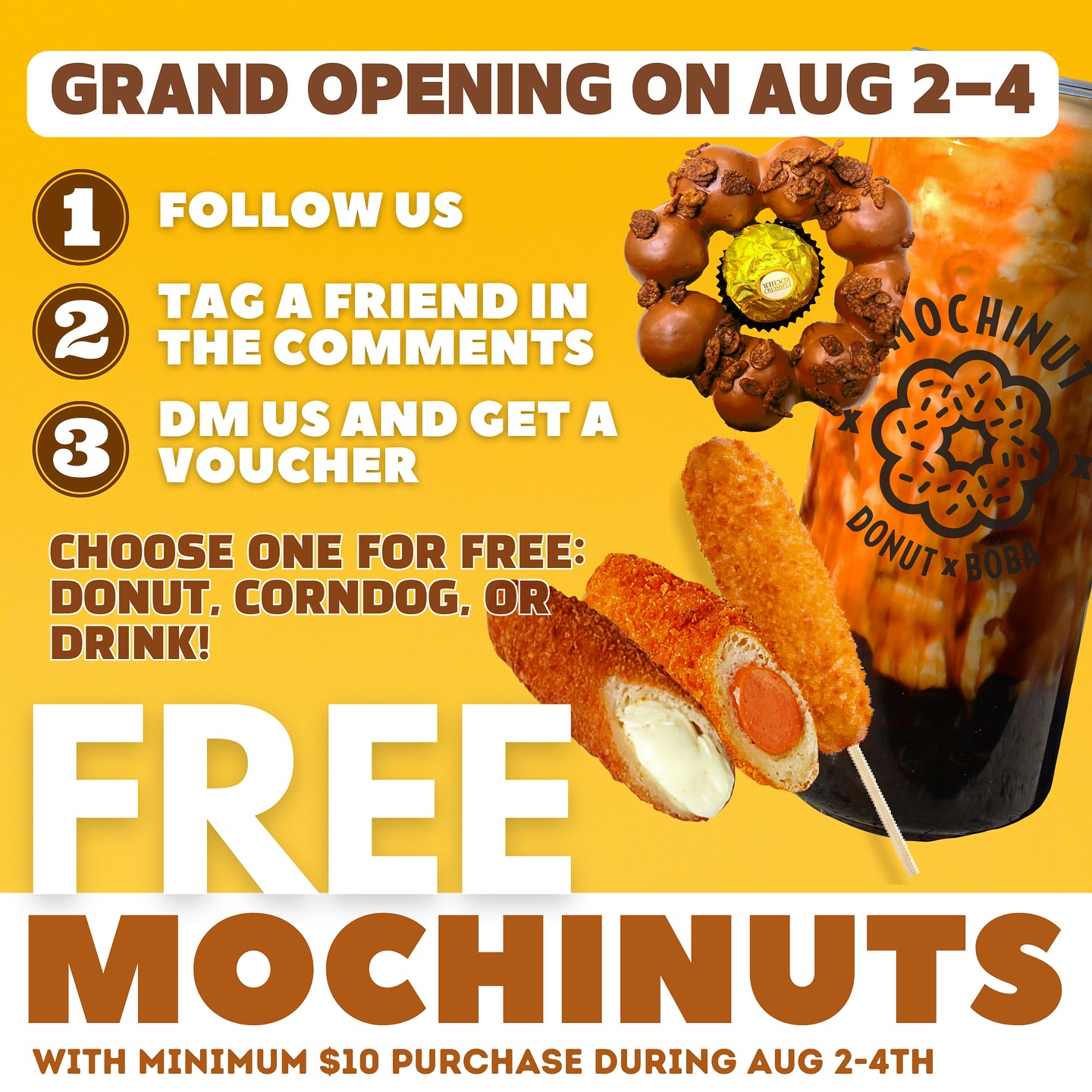 Mochinut Kalamazoo grand opening with free donut, drink, or hotdog
