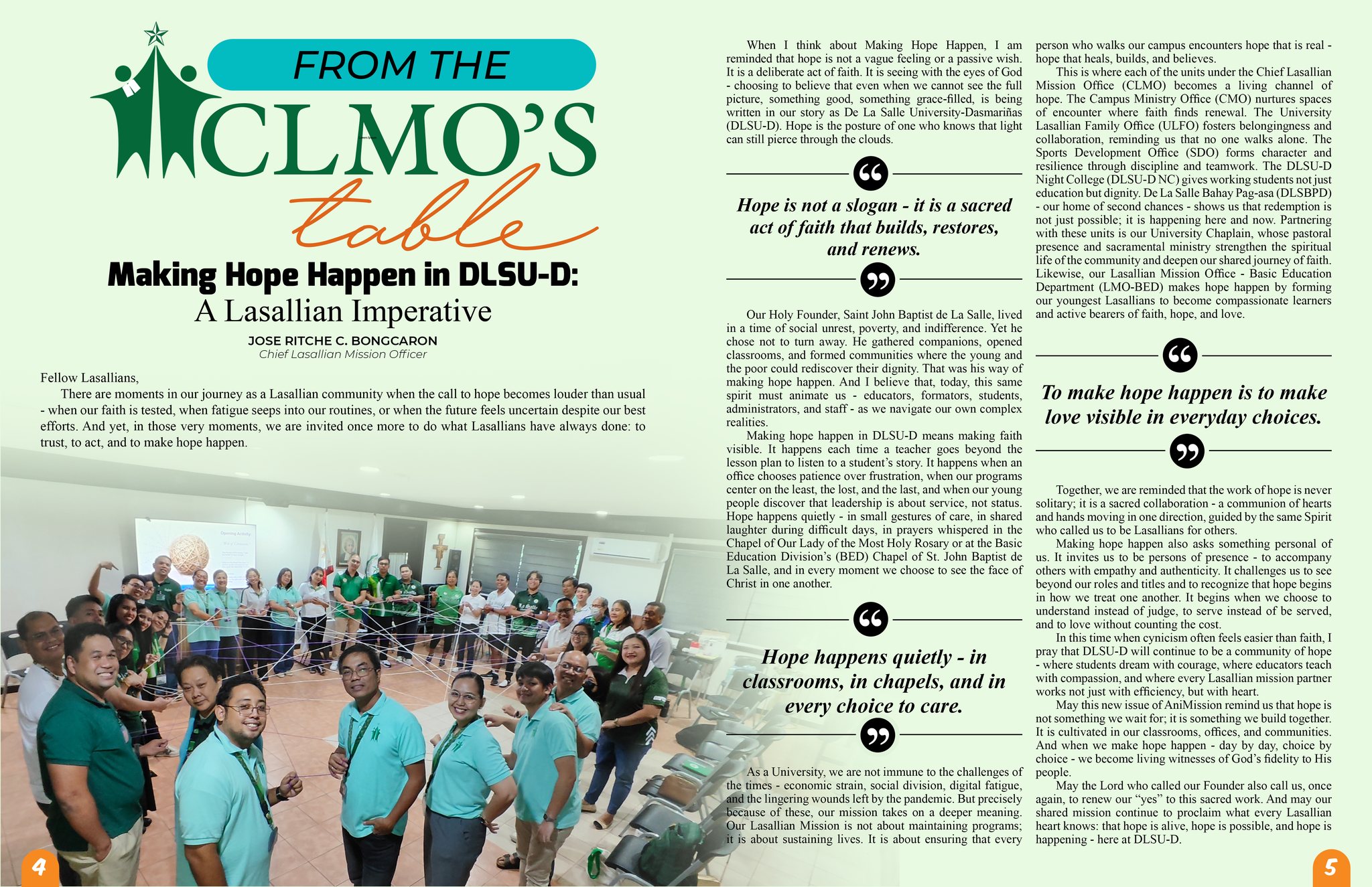 De La Salle University-Dasmarinas Lasallian Mission Office added a new ...