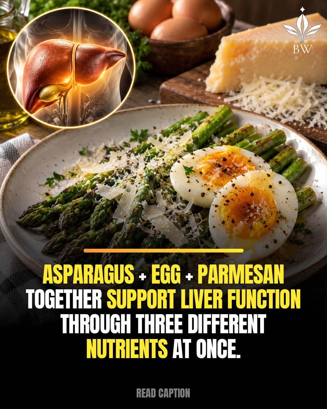 The liver relies on specific nutrients to carry out its detoxification processes efficiently. Asparagus provides glutathione precursors, egg contributes choline, and parmesan adds a concentrated source of B12, each supporting a separate