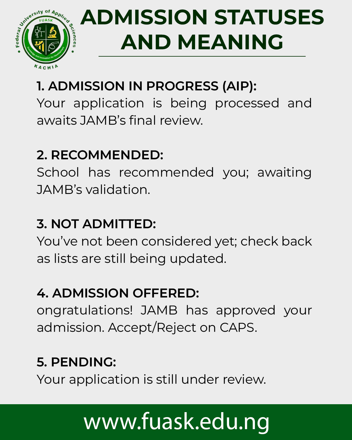 1.... - Federal University of Applied Sciences, Kachia - FUASK | Facebook
