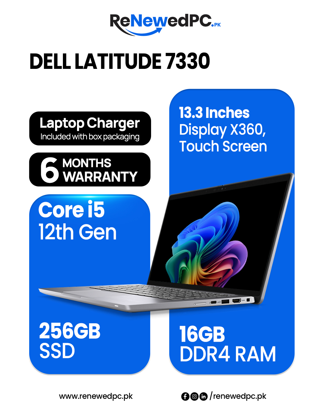 Dell Latitude 7400 laptop with Intel i5-8365u processor and