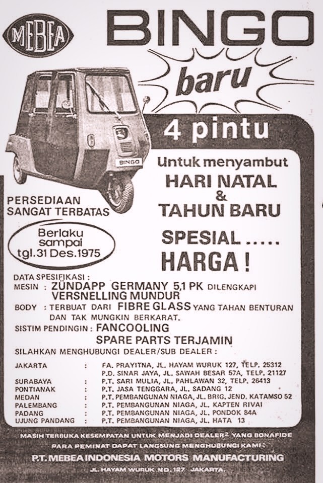 INDONESIA TEMPO DOELOE | Ini adalah iklan kendaraan roda 3 tahun 1975 ...