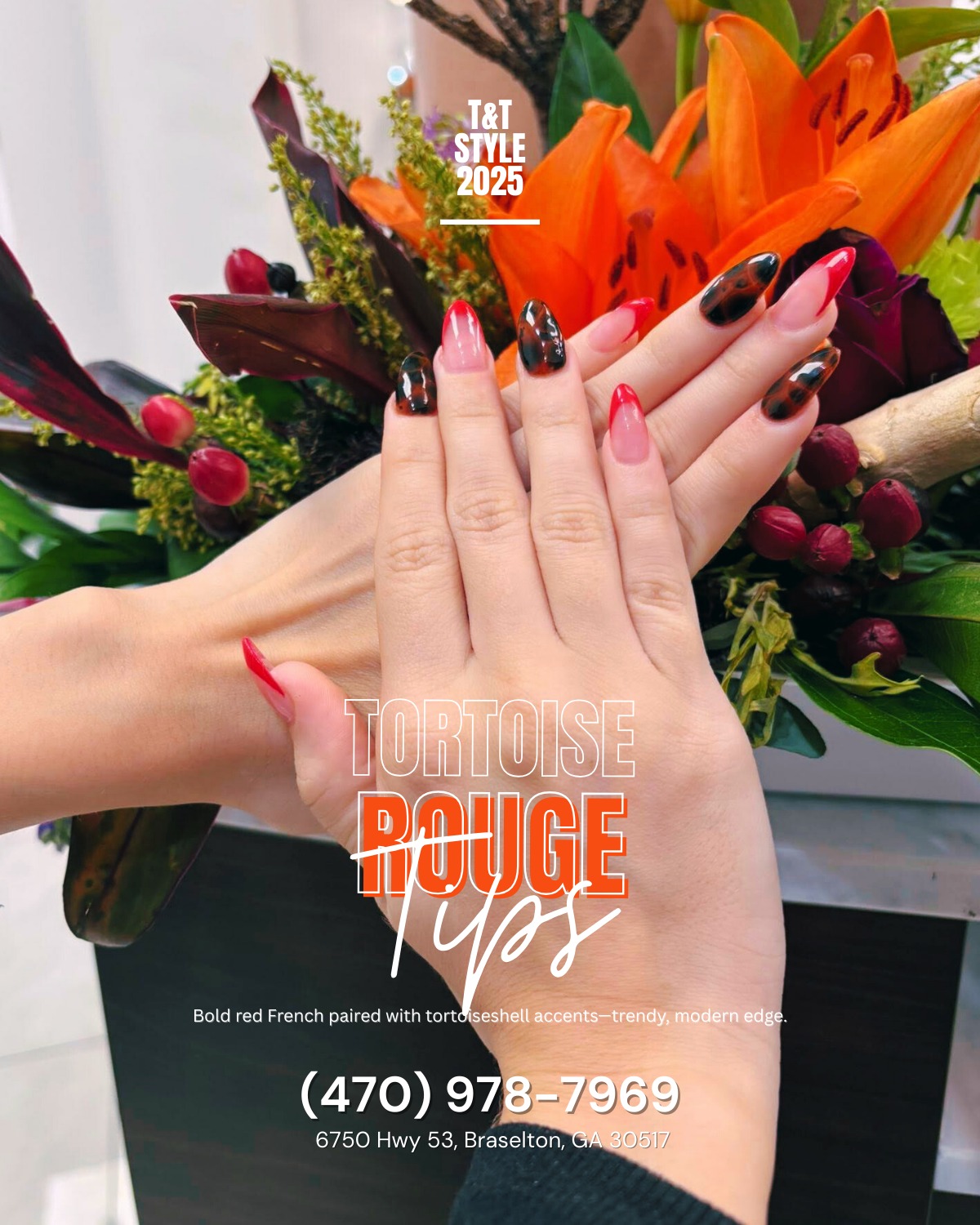 T&T Nails Spa - Bold meets chic. Our Tortoise Rouge Tips... | Facebook