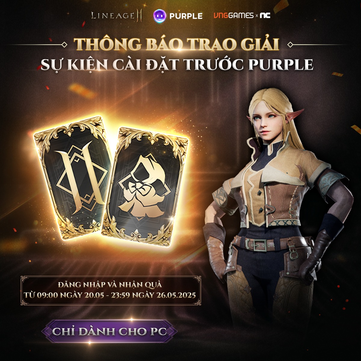 Lineage2M - 🎉 THÔNG BÁO TRAO QUÀ: SỰ KIỆN CÀI TRƯỚC PURPLE! Chúc mừng ...