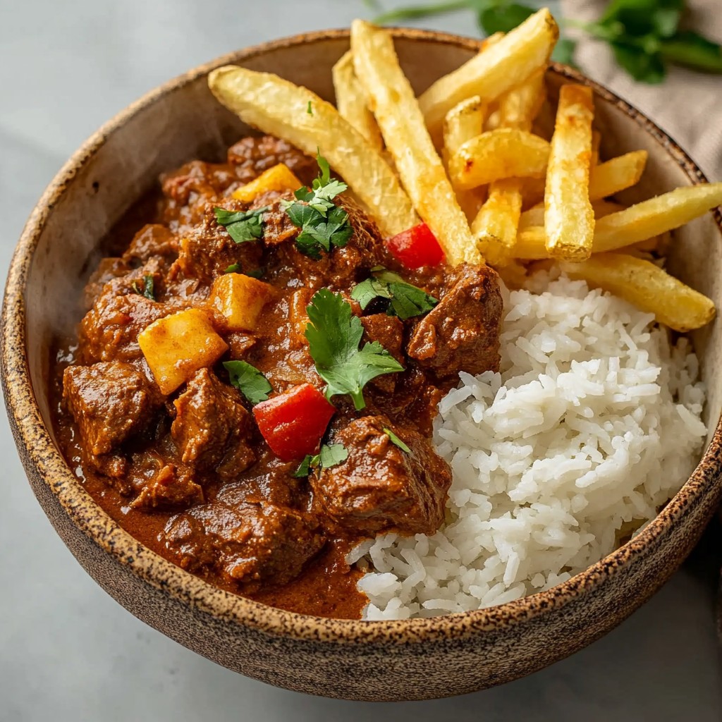Healthy - Hearty Slow-Cooked Beef & Coconut Curry with Crispy Fries ...