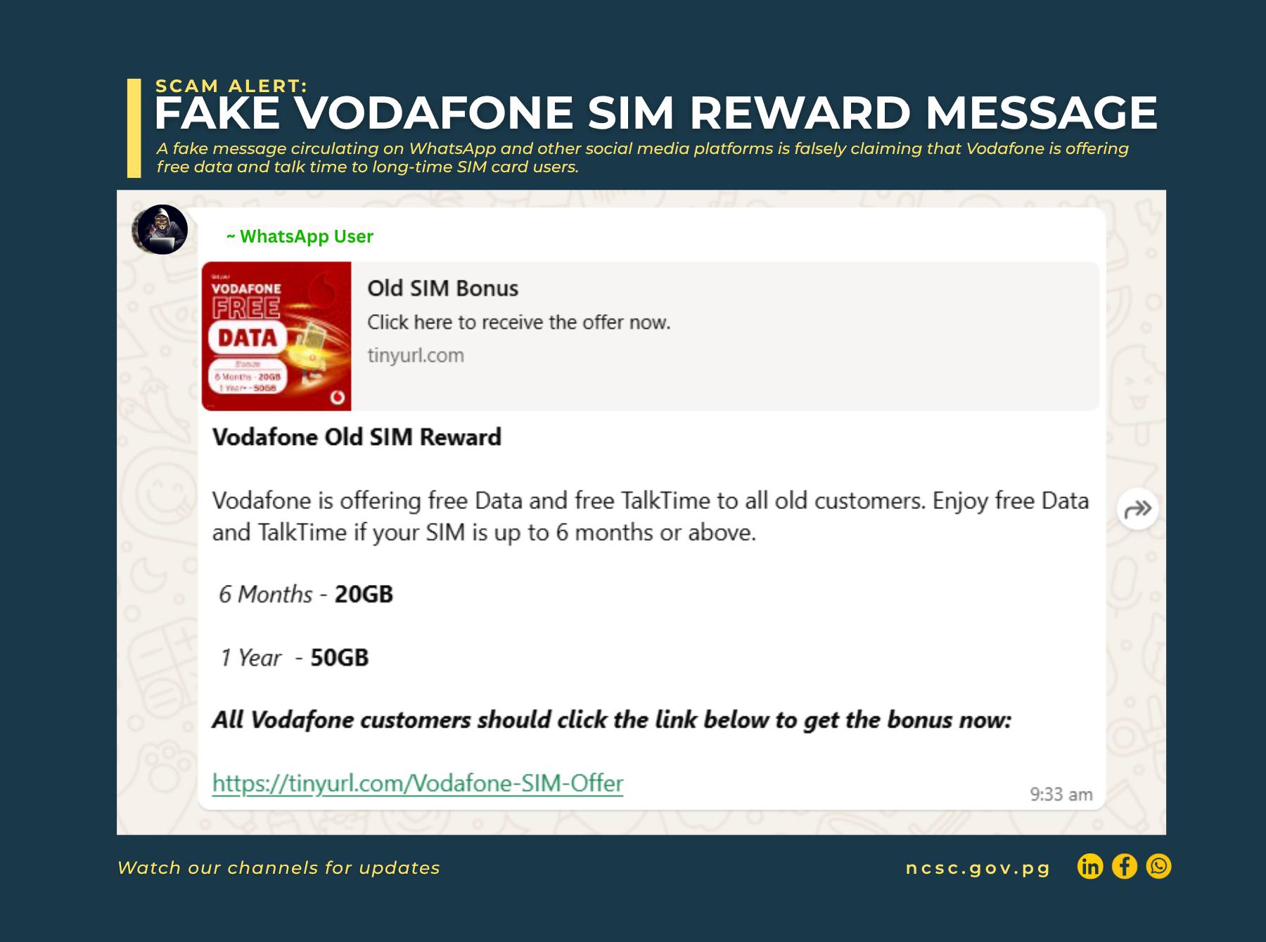 SCAM ALERT: Fake Vodafone SIM Reward... - PNG Cyber Safety | Facebook