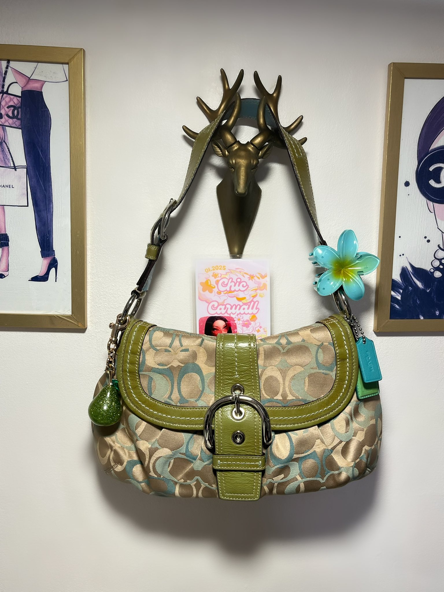 Rare coach soho signature buckle flap bag for sale
