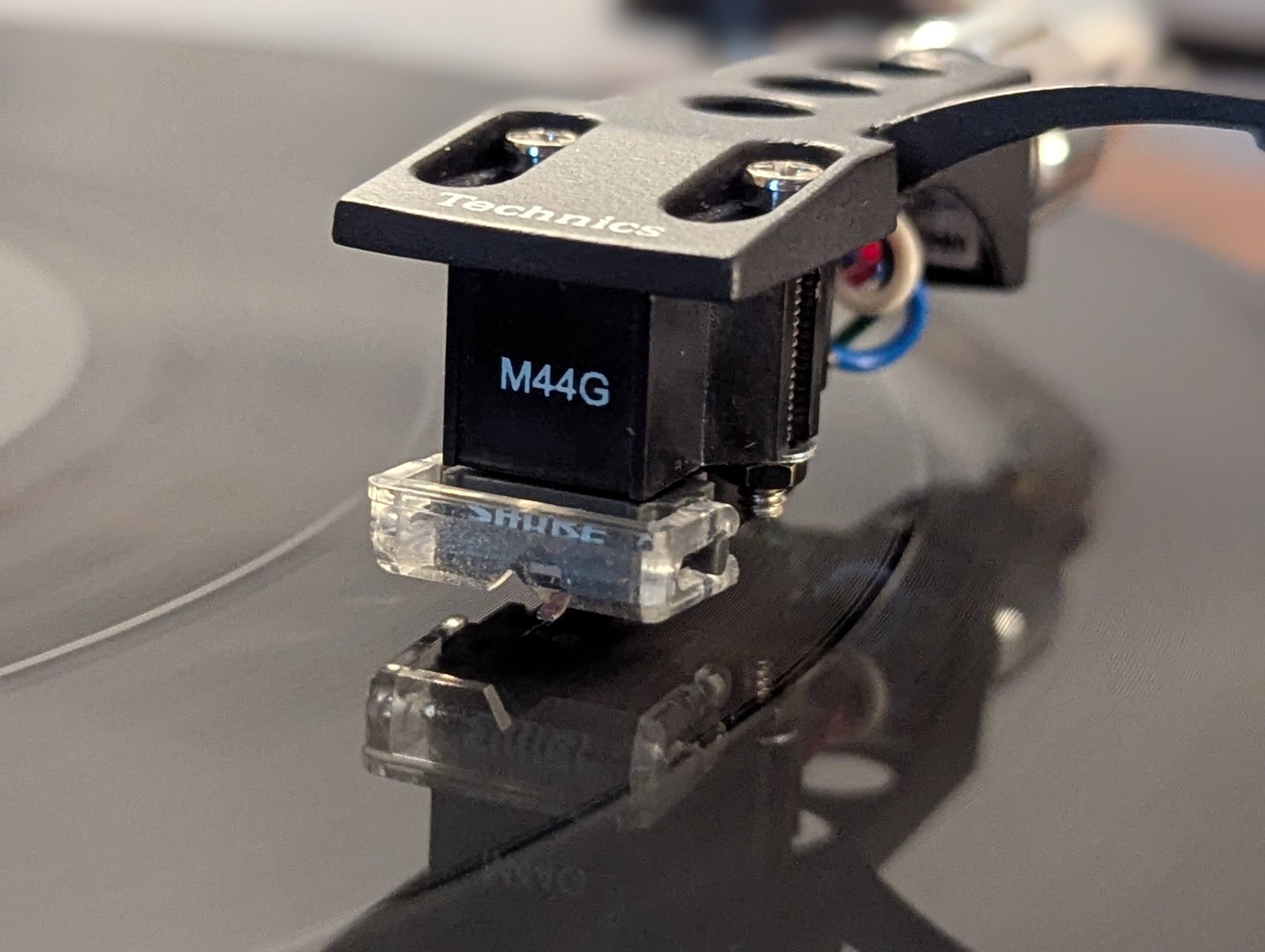 Technics SL1200 MKII turntable head shell upgrade with Shure M44G