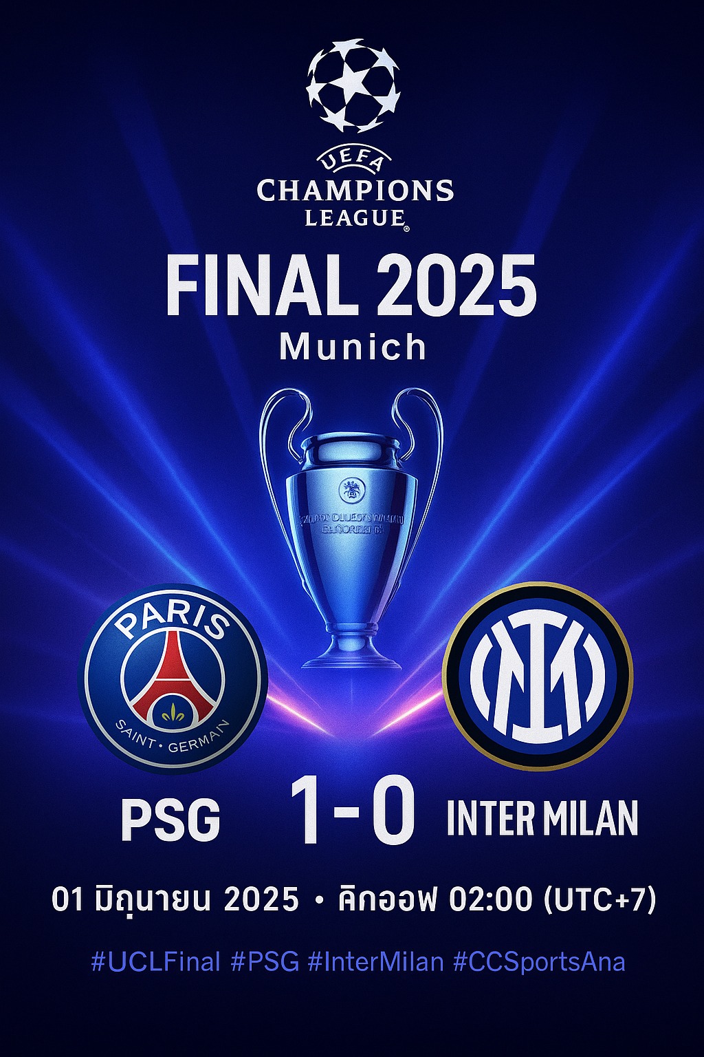 CCSportsAna - 🏆 UEFA Champions League Final PSG vs Inter Milan 📍 ...
