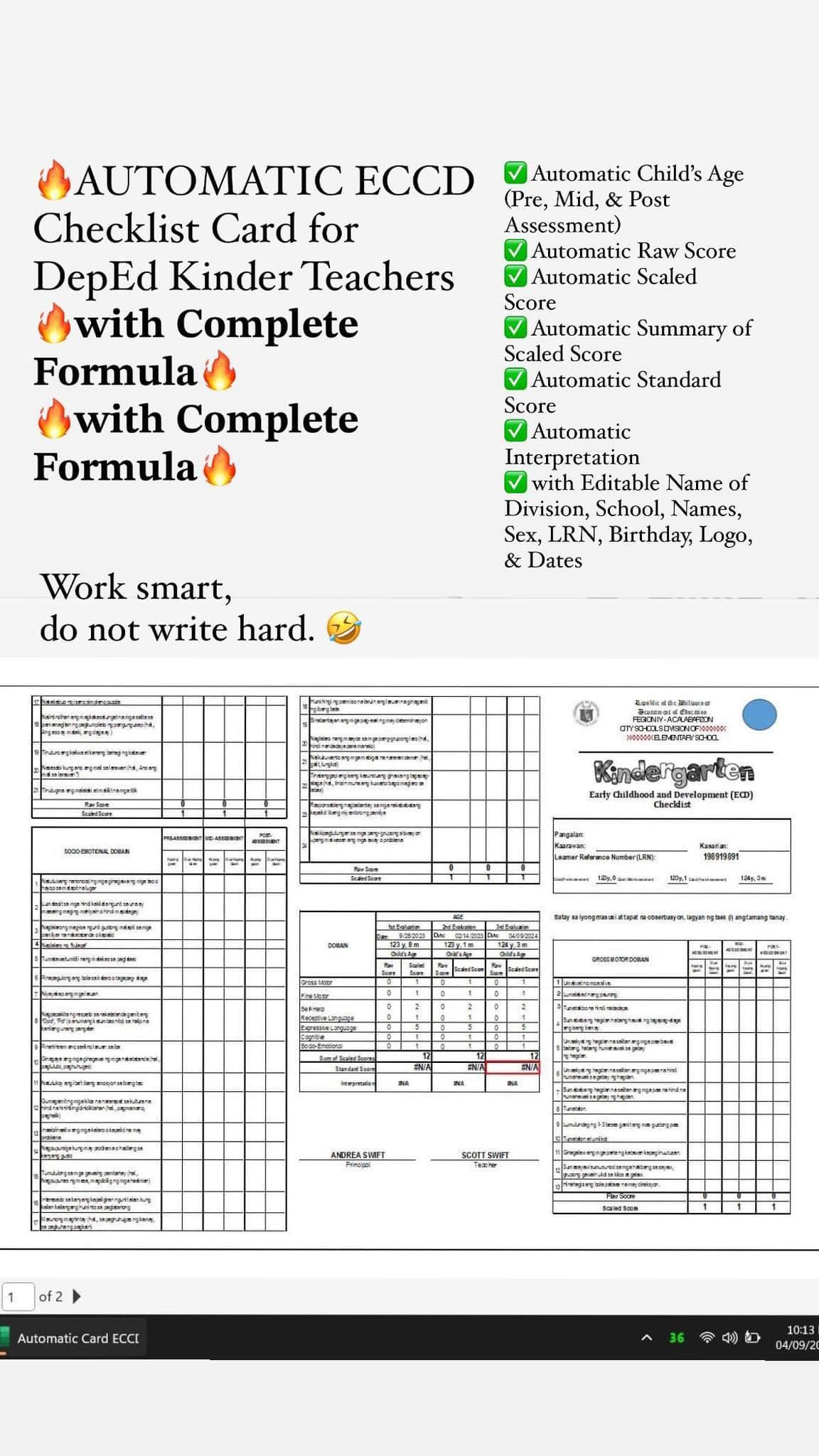 Kindergarten Teacher Ako | 🔥AUTOMATIC ECD Checklist Card for | Facebook