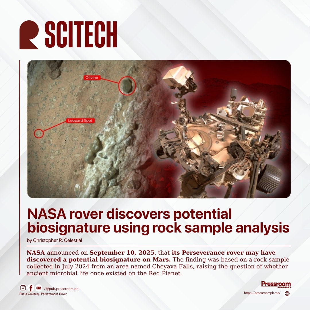 Pressroom - SCITECH | NASA rover discovers potential biosignature using ...