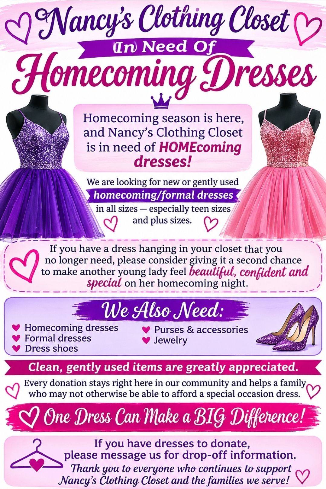 donate homecoming dresses near me Donating new or gently used and formal for teens and plus sizes Fabric Category:WOVEN