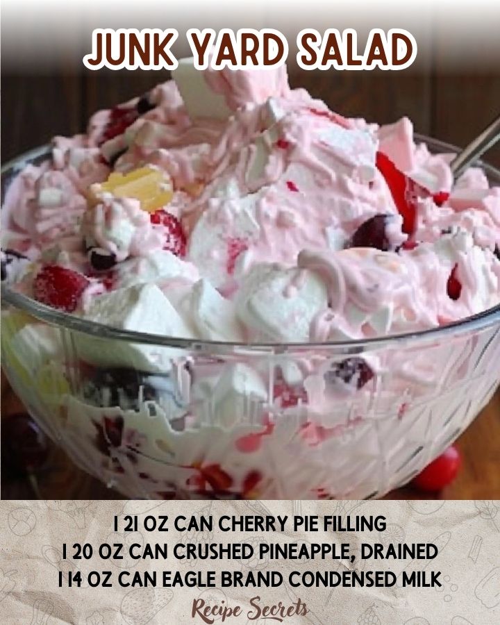 Recipe - JUNK YARD SALAD Ingredients: 1 21 oz can cherry pie filling 1 ...