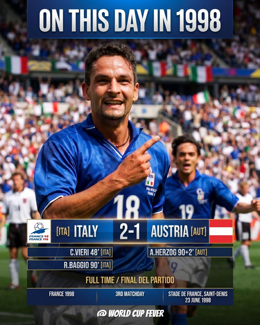 New】Itary イタリア代表 98World Cup Baggio Del Piero バッジオ