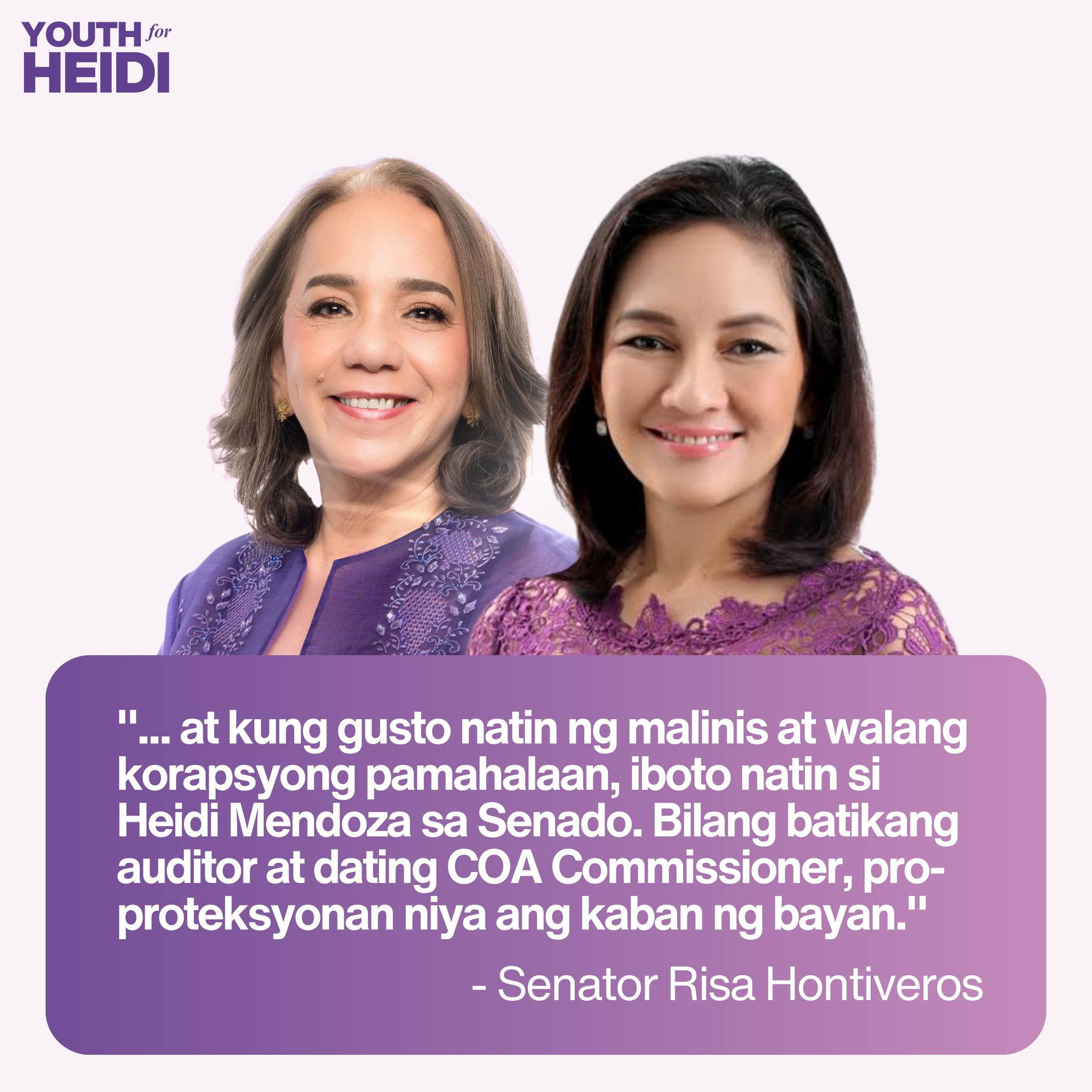 BayaniTayó - SEN. RISA FOR SEN. HEIDI Incumbent Senator Risa Hontiveros ...