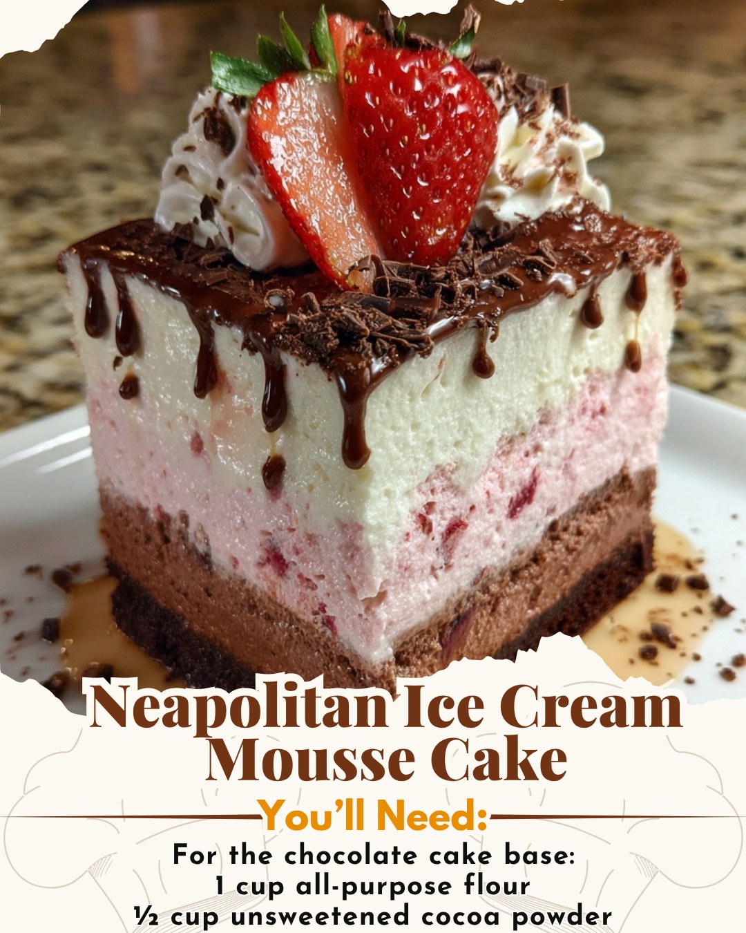 Neapolitan Ice Cream Mousse Cake... - Grandma's kitchen | Facebook