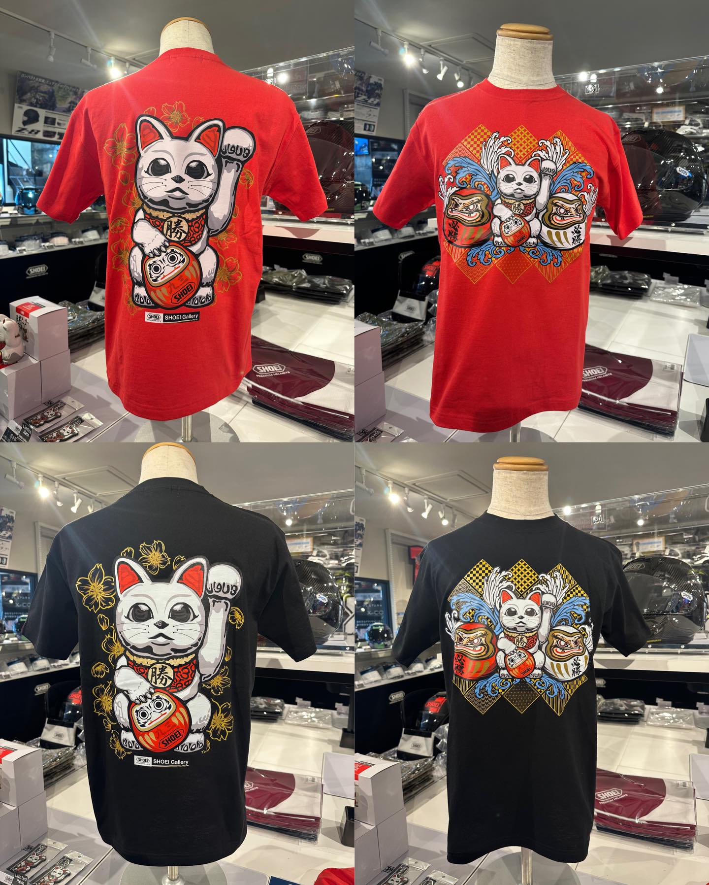 SHOEI 達磨 招き猫 Tシャツ ブラック Lサイズ 2024 MARQUEZ 達磨 招き猫Tシャツ】 人気のMARQUEZ 達磨 招き猫Tシャツです