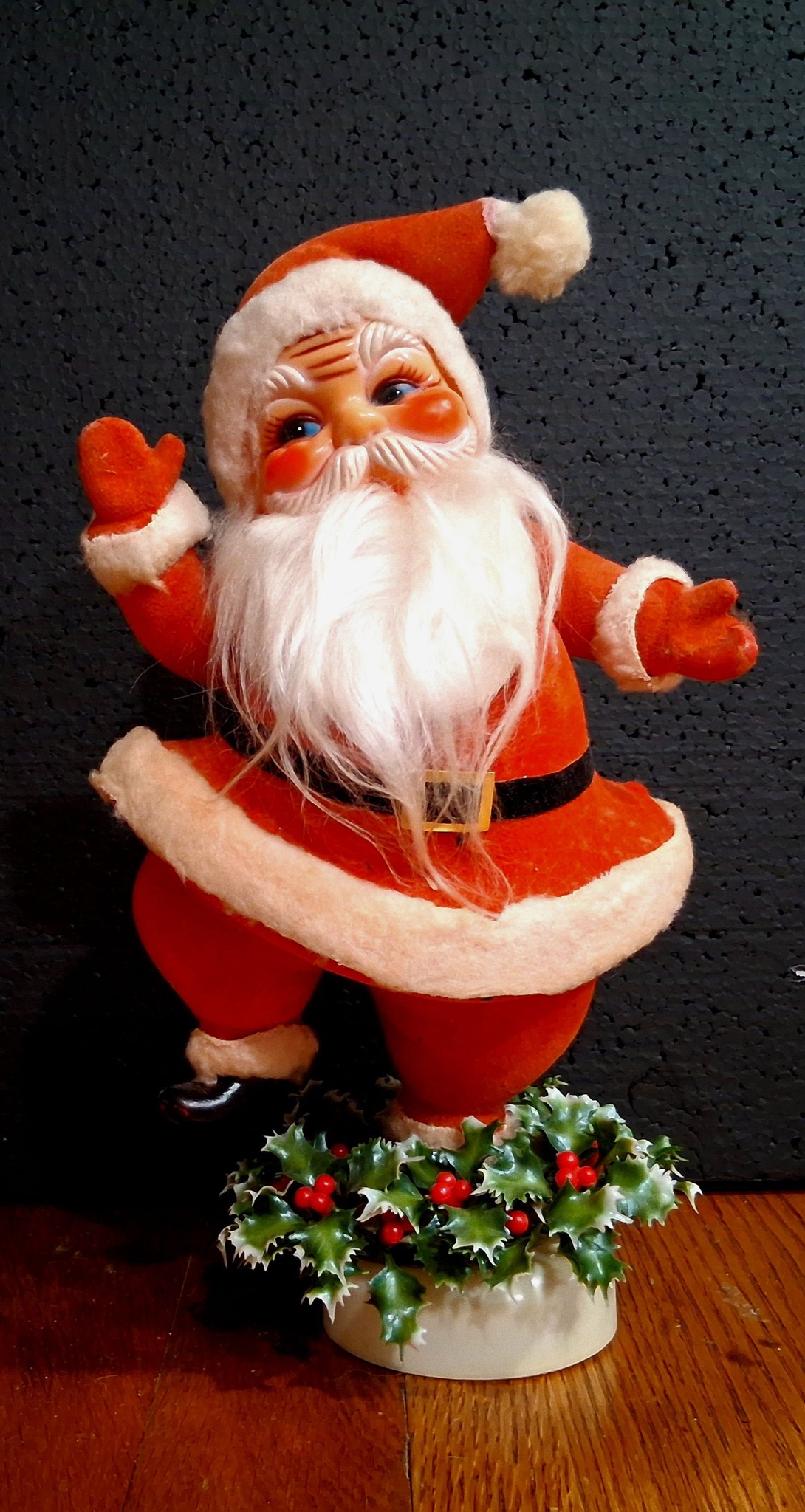 Vintage 1950's/60's Rubber Face Santa Claus, stands 19